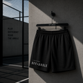 OFF<ANGLE Baseline Shorts Black premium athletic padel shorts in minimalist monochrome sportswear style