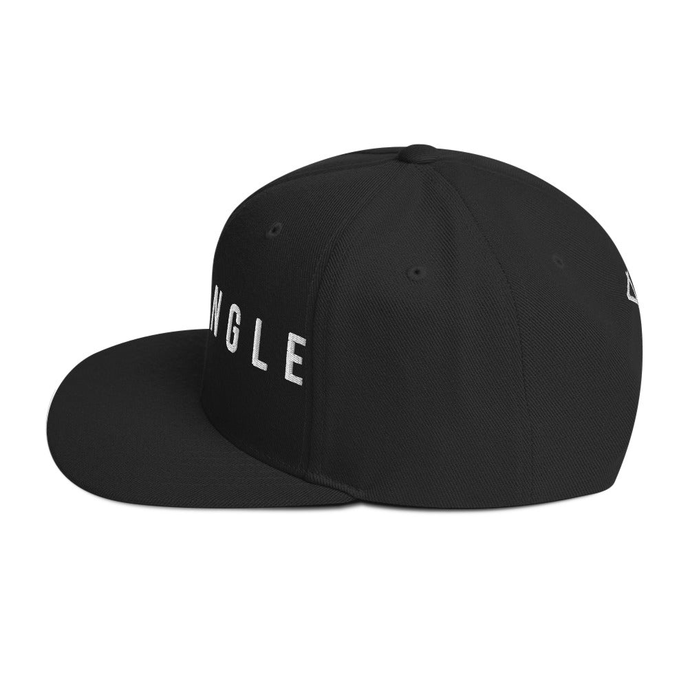 OFF<ANGLE Baseline Snapback Black premium flat brim padel cap with minimalist monochrome streetwear design