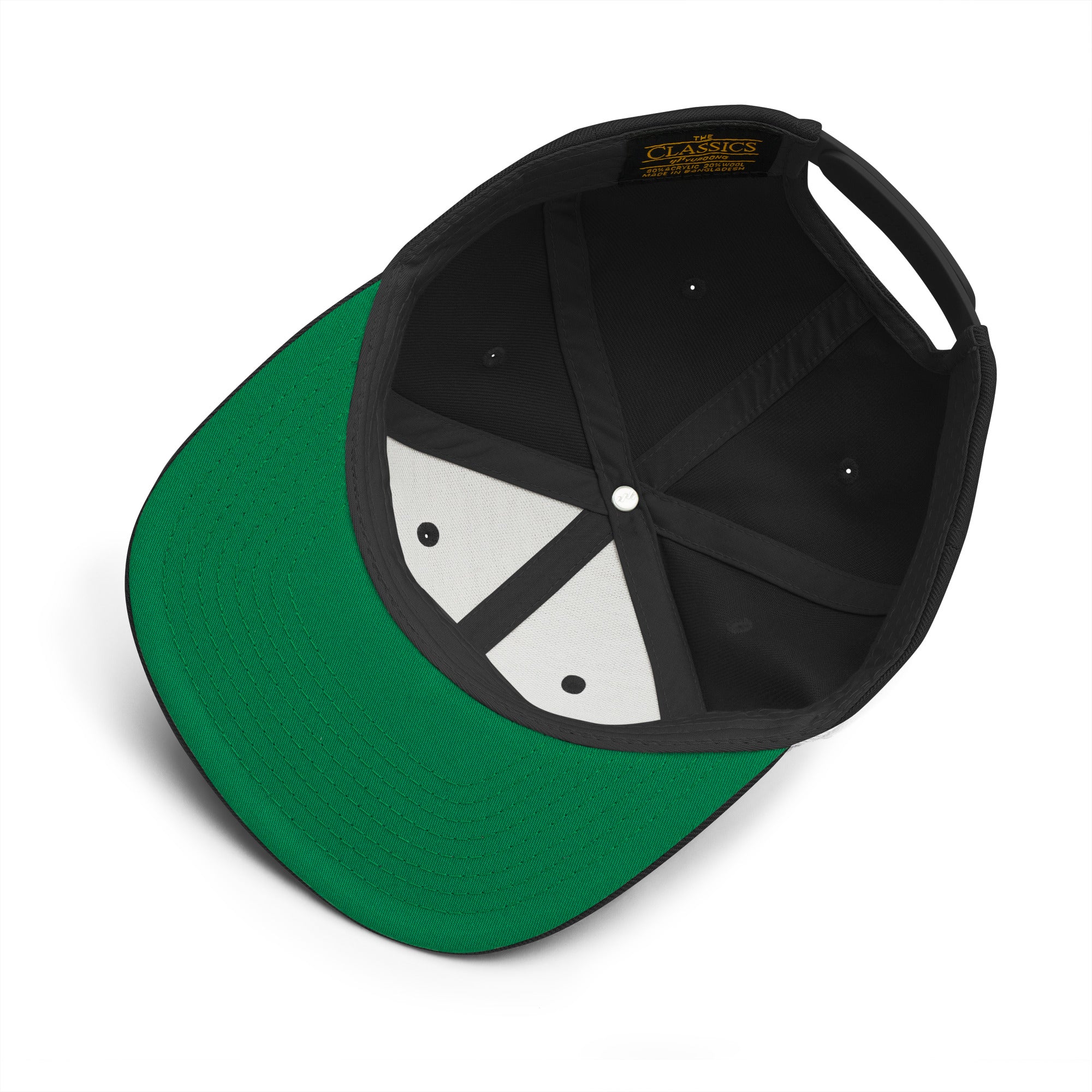 OFF<ANGLE Baseline Snapback Black premium flat brim padel cap with minimalist monochrome streetwear design