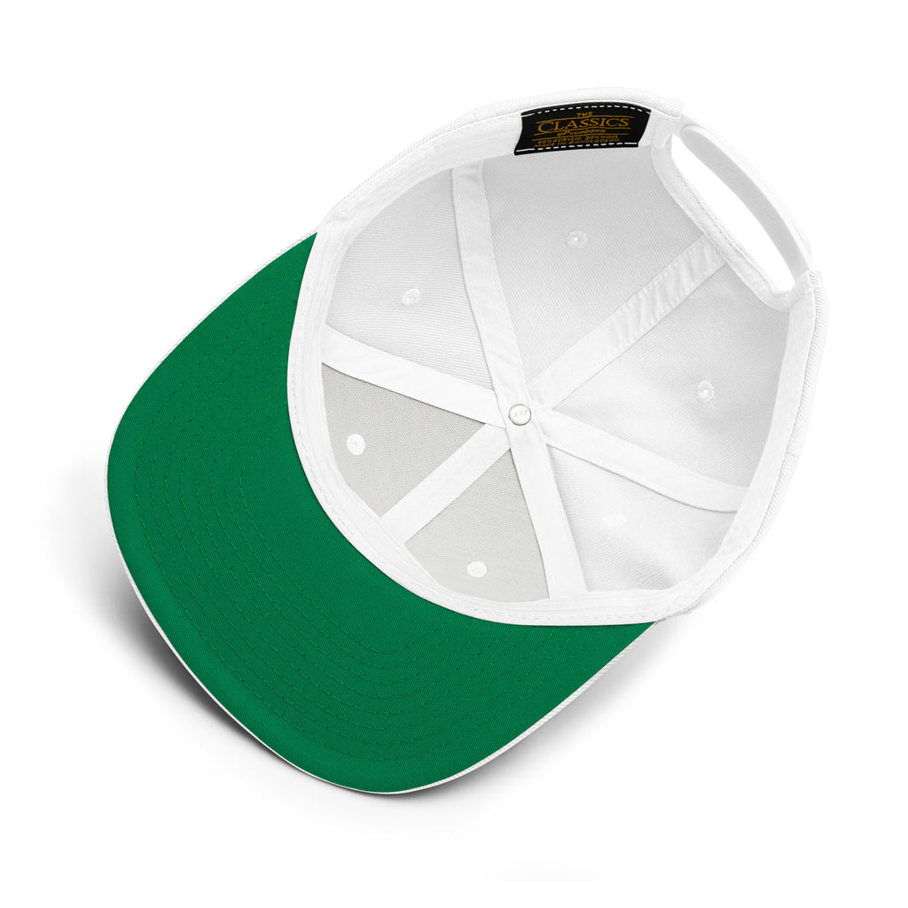 OFF<ANGLE Baseline Snapback White premium flat brim padel cap with minimalist monochrome athletic streetwear design