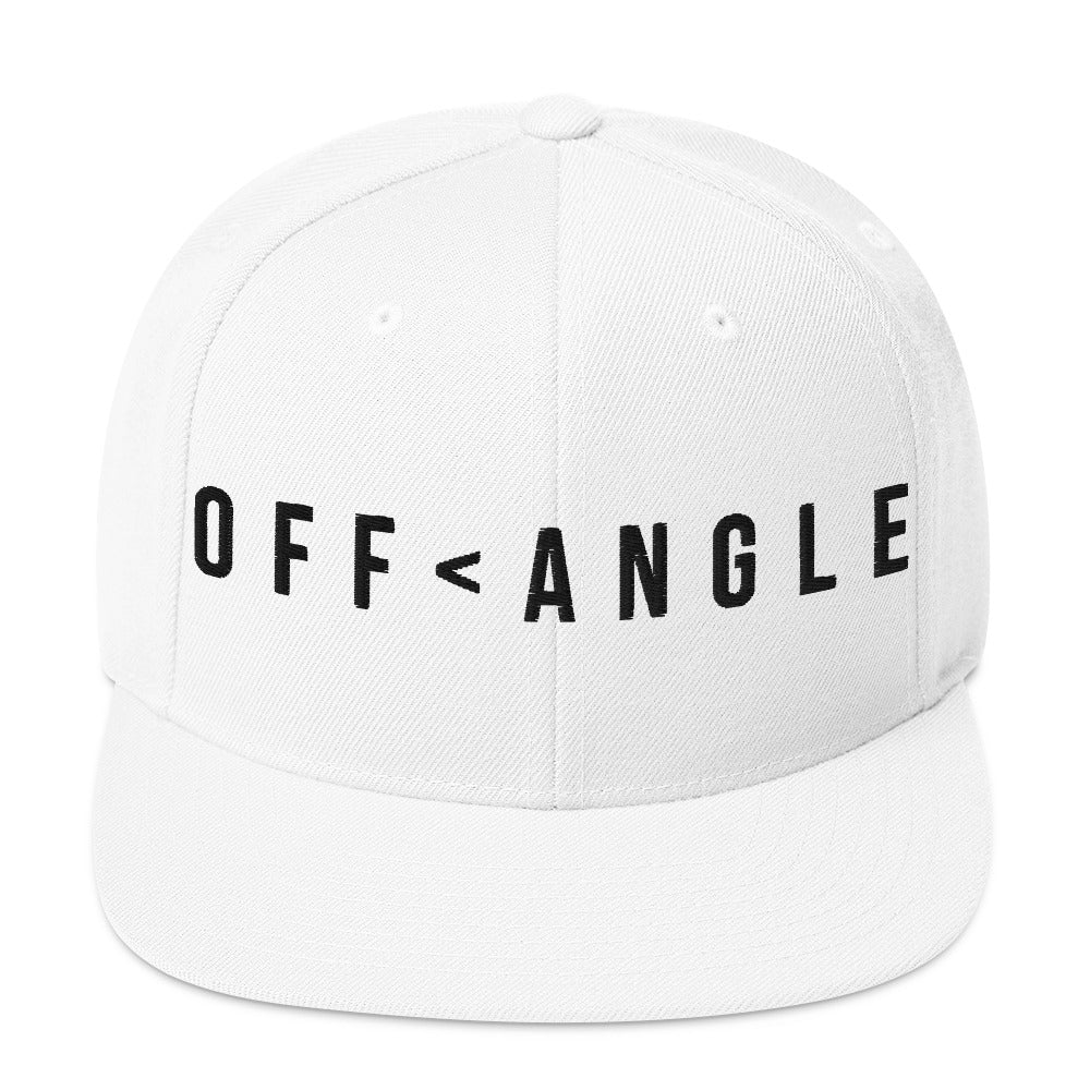 OFF<ANGLE Baseline Snapback White premium flat brim padel cap with minimalist monochrome athletic streetwear design