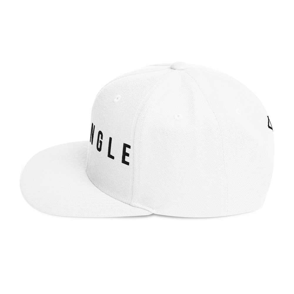 OFF<ANGLE Baseline Snapback White premium flat brim padel cap with minimalist monochrome athletic streetwear design