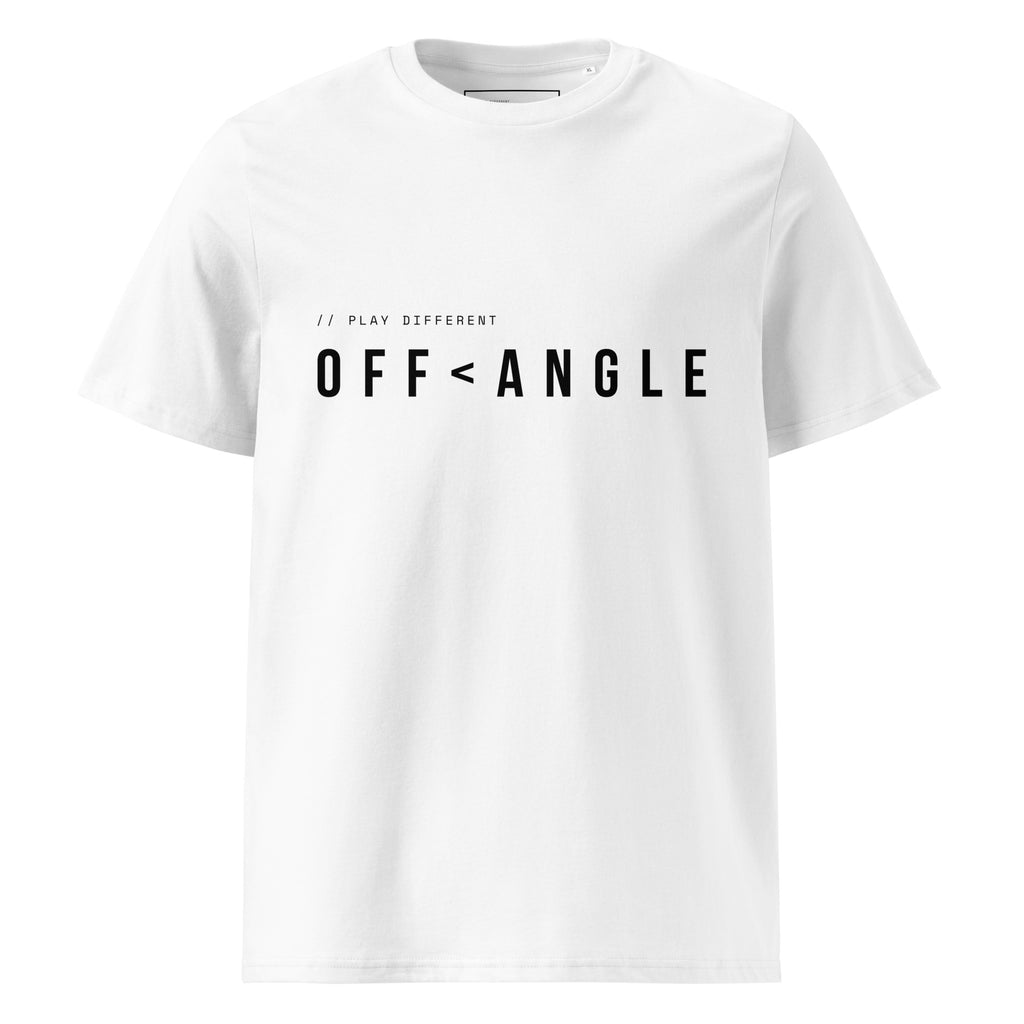 OFF<ANGLE Baseline Tee White premium organic cotton padel t-shirt in minimalist monochrome editorial sportswear style