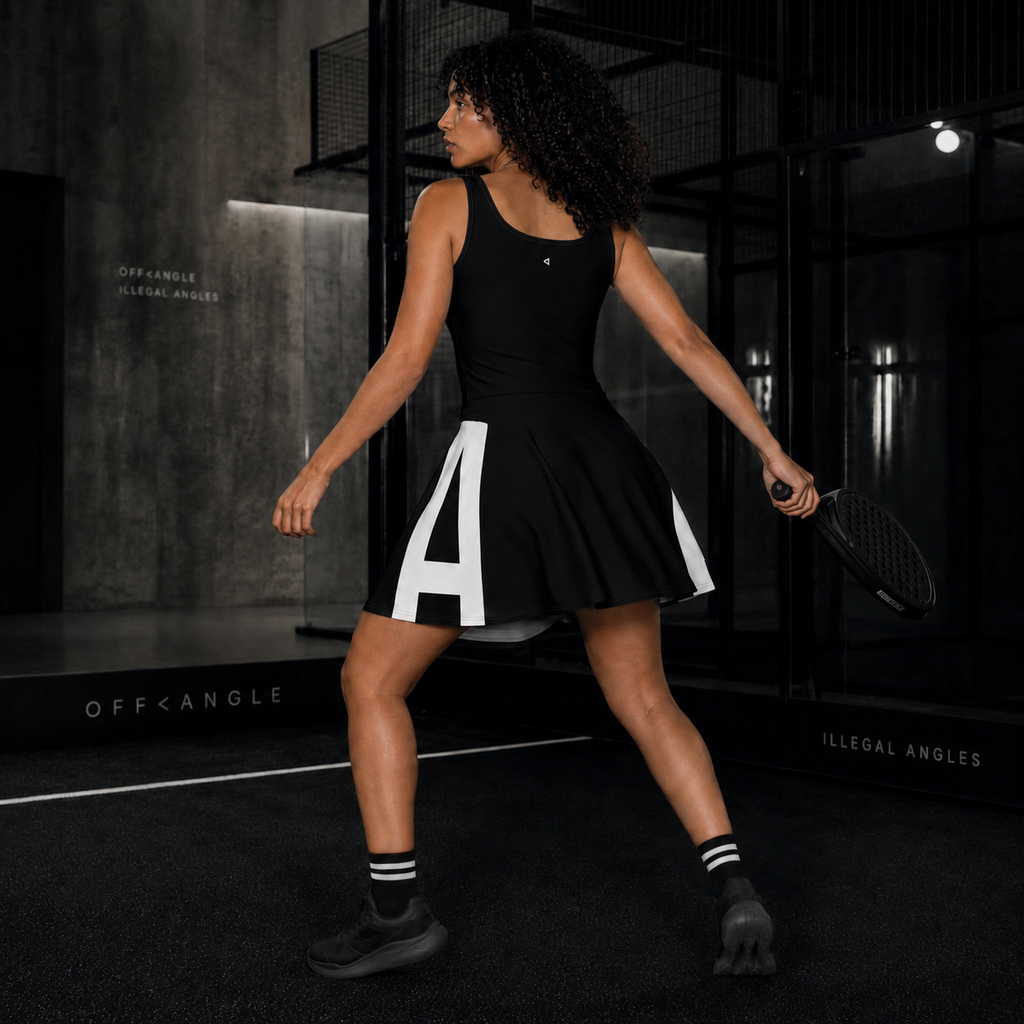 OFF<ANGLE Glass Junkie Dress Black performance padel dress from the ILLEGAL ANGLES collection