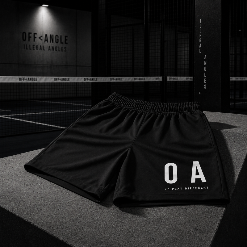 OFF<ANGLE Glass Junkie Shorts Cotton Black premium heavyweight cotton padel shorts from the ILLEGAL ANGLES collection