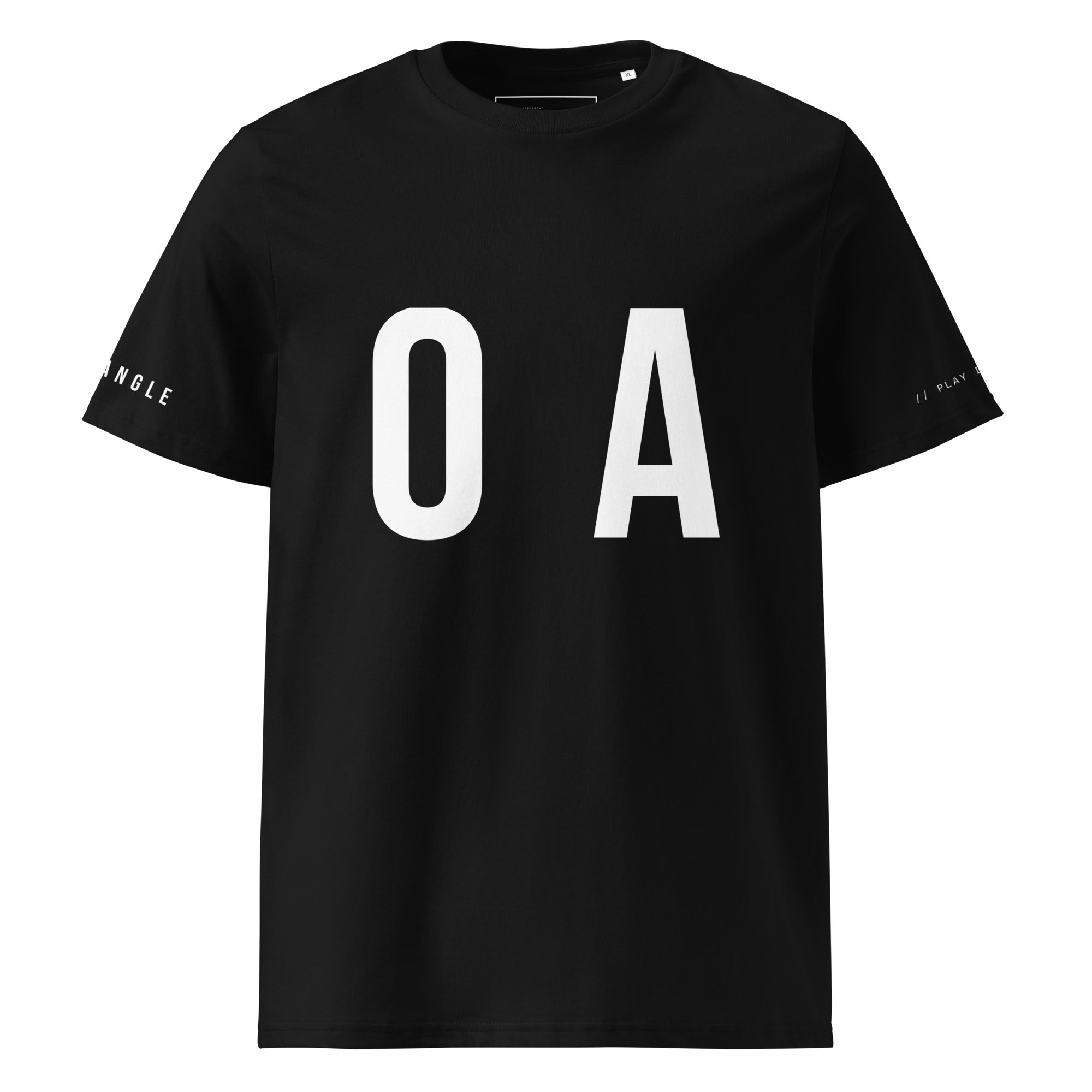 OFF<ANGLE Glass Junkie Tee Black premium monochrome padel t-shirt inspired by aggressive glass play and modern court culture