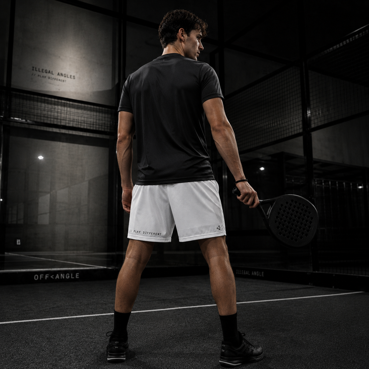 OFF<ANGLE Play Different Shorts White performance padel shorts from the ILLEGAL ANGLES collection