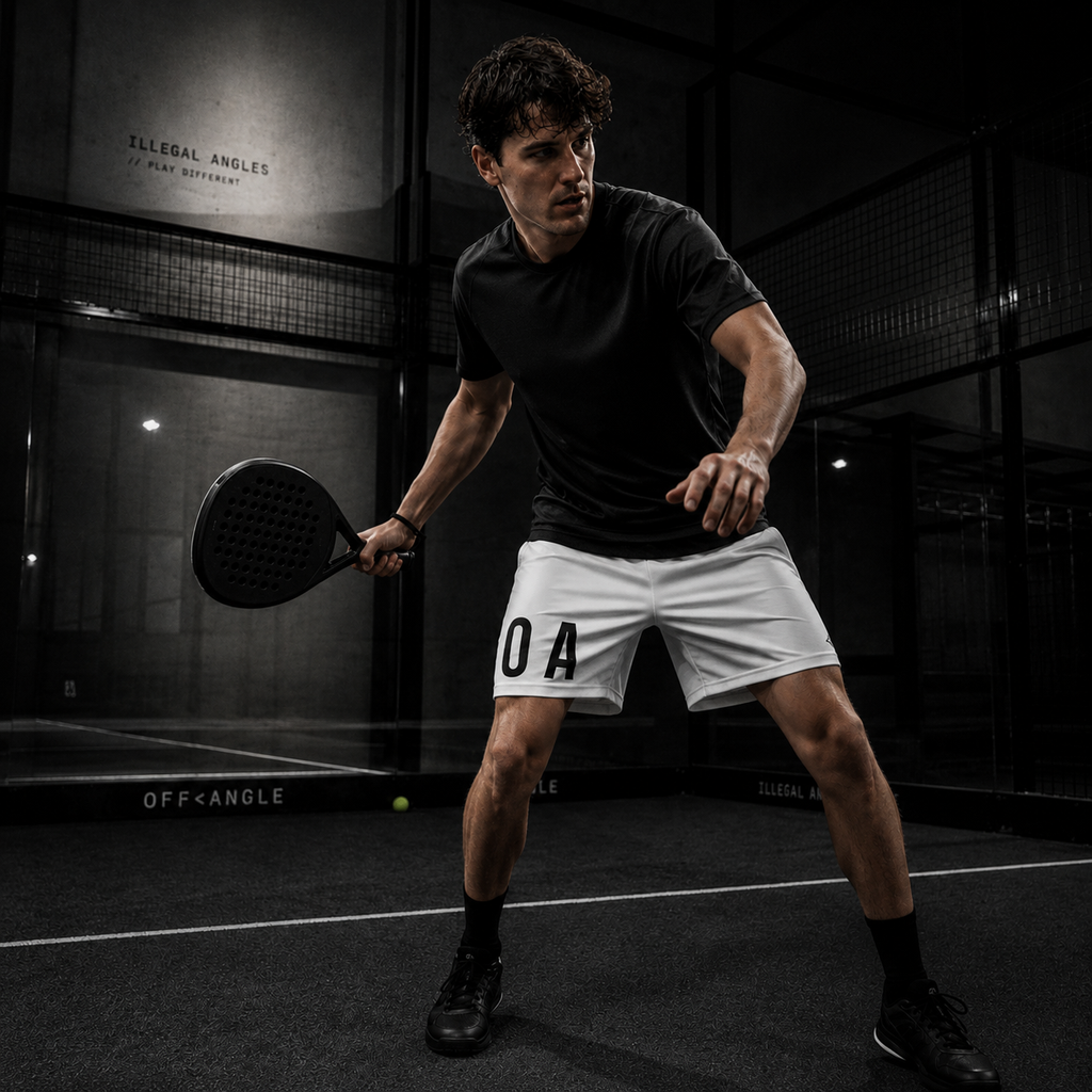 OFF<ANGLE Play Different Shorts White performance padel shorts from the ILLEGAL ANGLES collection