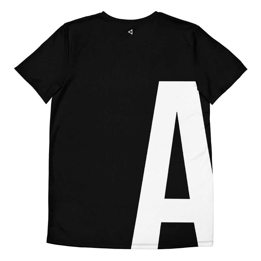 OFF<ANGLE Play Different Tee Black performance padel shirt from the ILLEGAL ANGLES collection