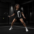OFF<ANGLE Play Different Tee Black performance padel shirt from the ILLEGAL ANGLES collection