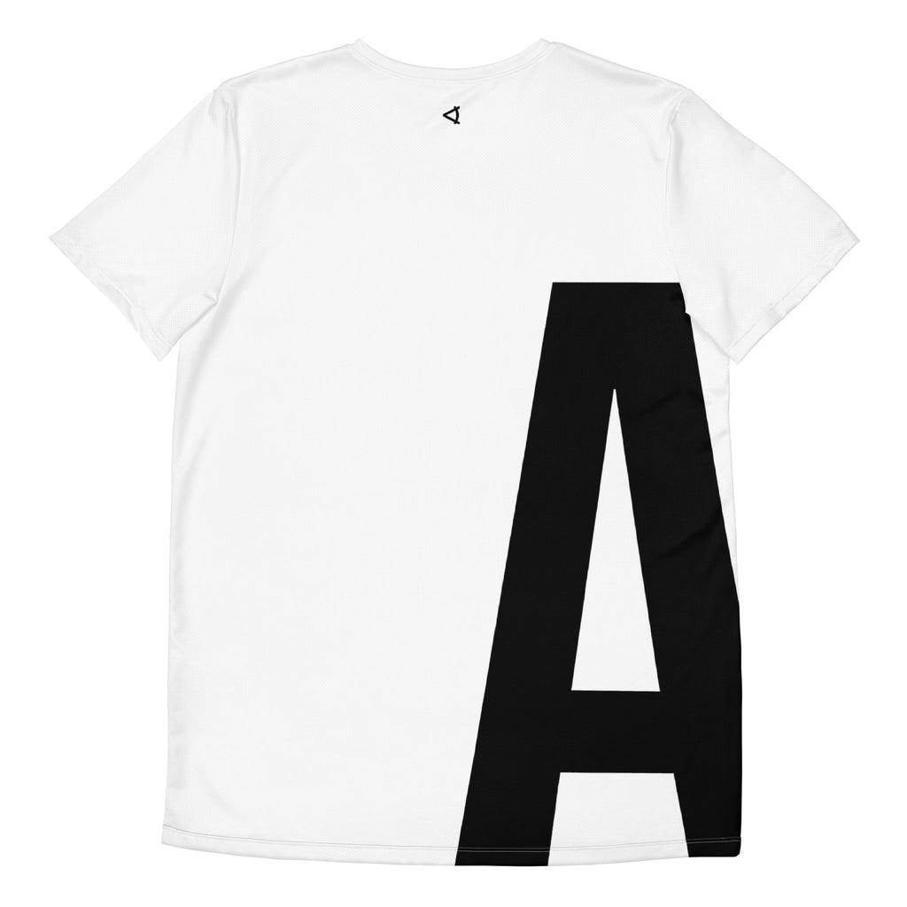 OFF<ANGLE Play Different Tee White performance padel shirt from the ILLEGAL ANGLES collection