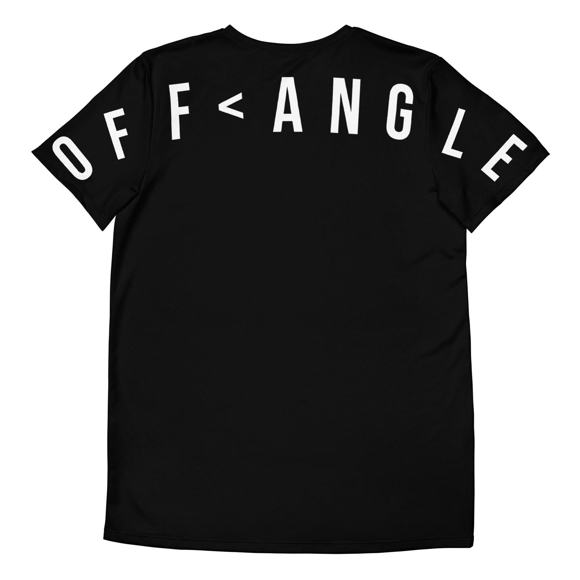 OFF<ANGLE Transition Tee Black performance padel shirt from the READ THE ANGLE collection